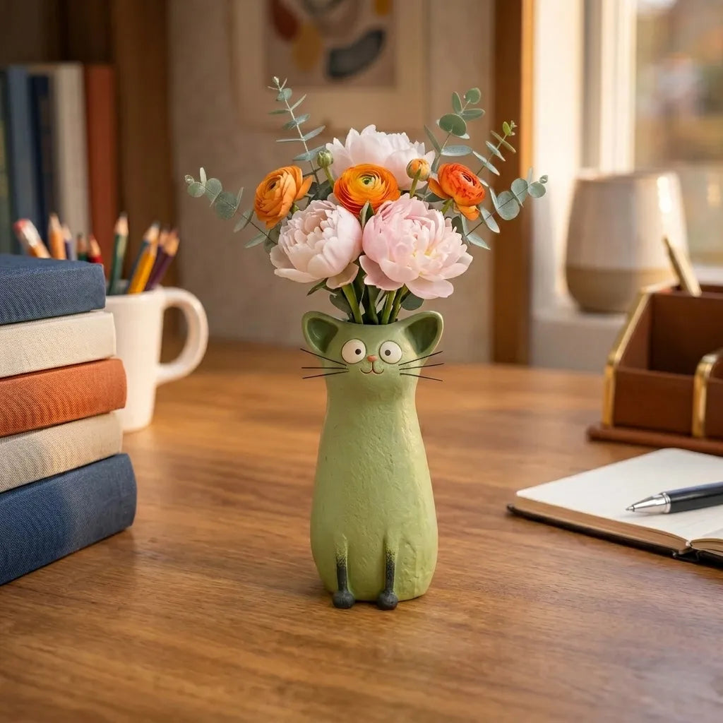 😻HANDCRAFTED QUIRKY CAT VASE