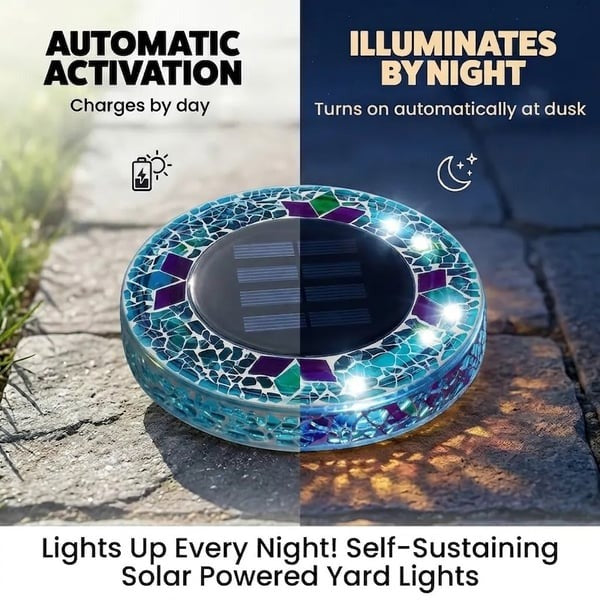 4 Pack Solar Outdoor Mosaic Disk Lights
