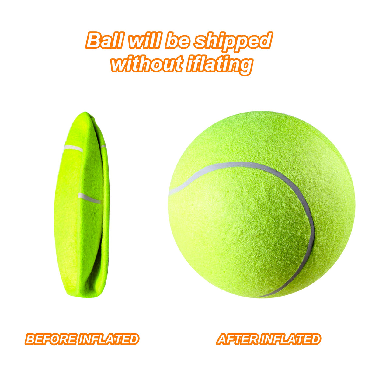 Jumbo Tennis Ball for Dogs - 9.5 Inch Giant Inflatable Dog Toy with Basketball Core