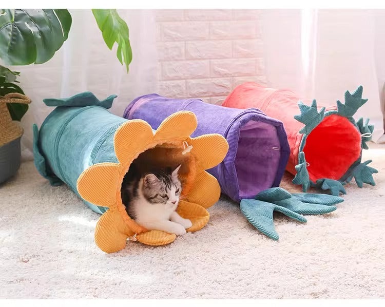 Cat Tunnel – Colorful Flower Design for Play and Relaxation