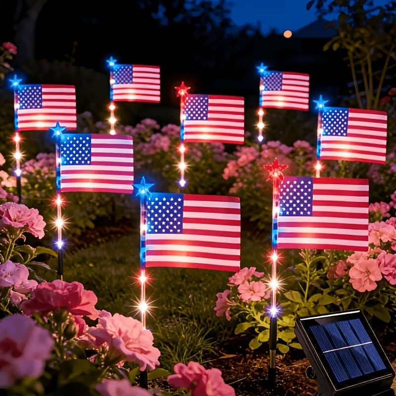 16 Pack American Flag Solar Lights Outdoor