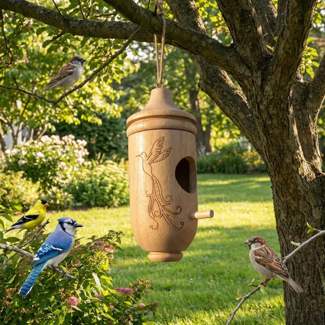 Wooden Hummingbird House - Gift for Natural Lovers