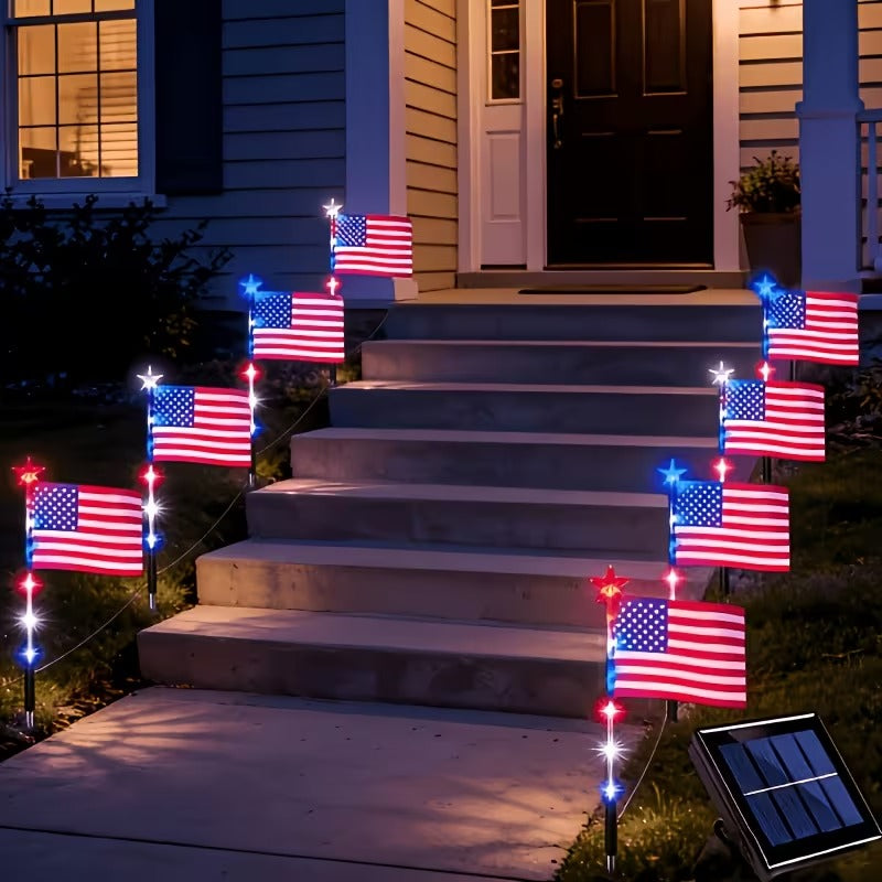 16 Pack American Flag Solar Lights Outdoor