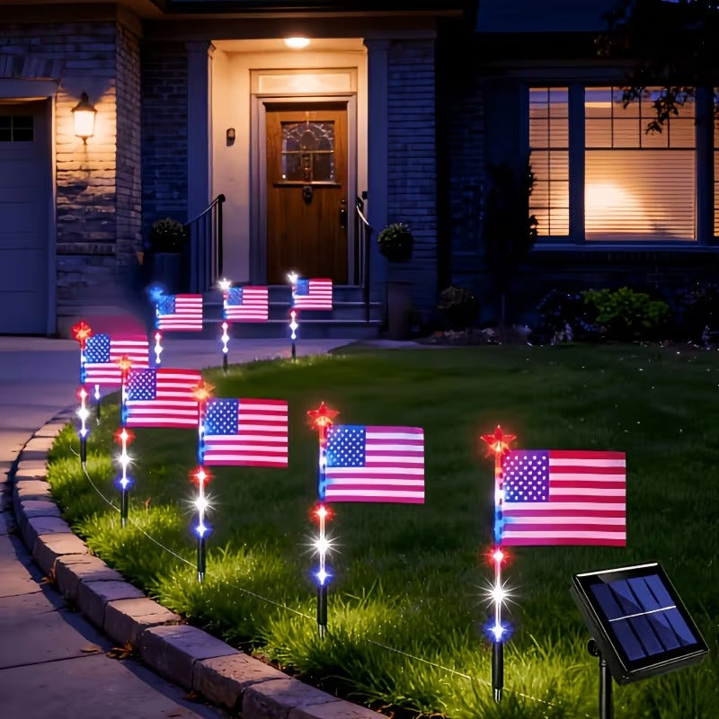 16 Pack American Flag Solar Lights Outdoor