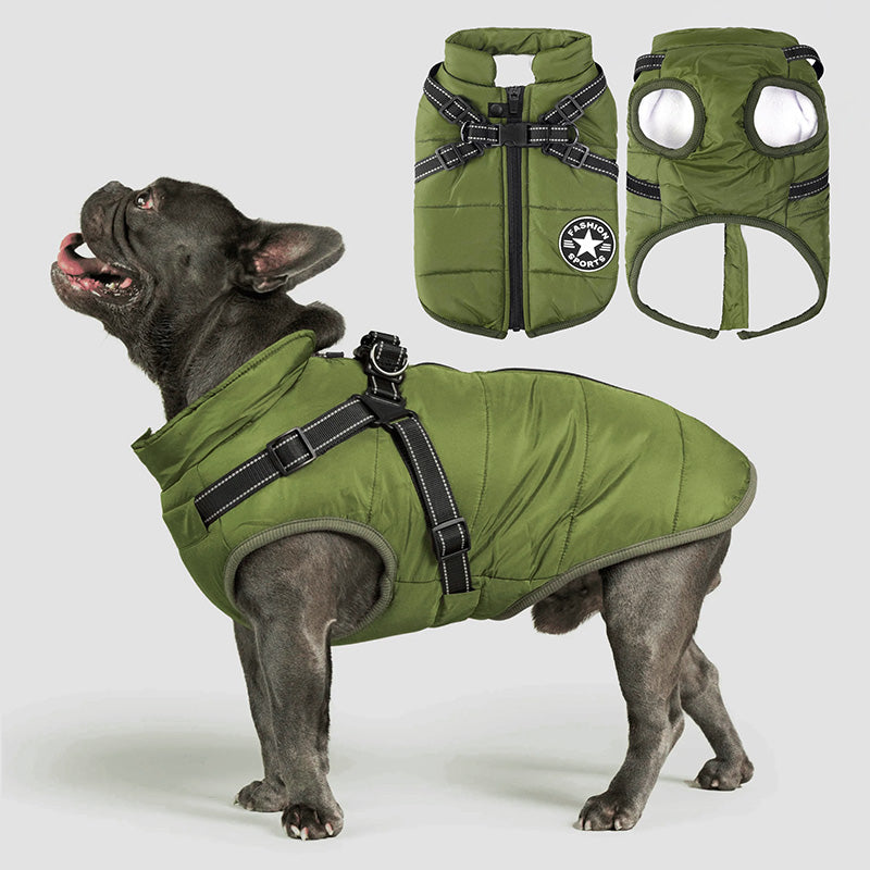 Waterproof Winter Jacket with Built-in Harness For Dogs