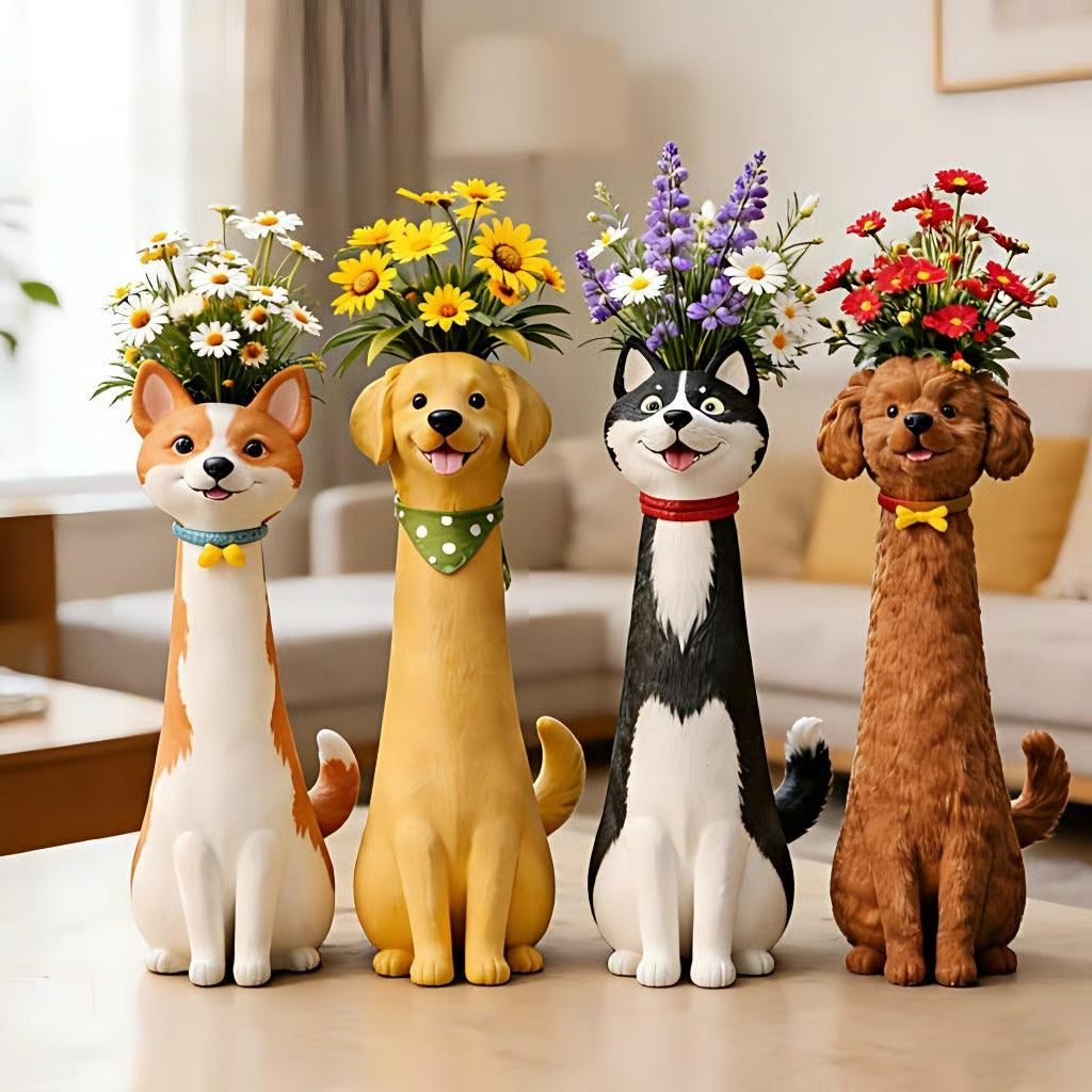 Artisan Dog-Shaped Vase – Handmade Decorative Home Accent