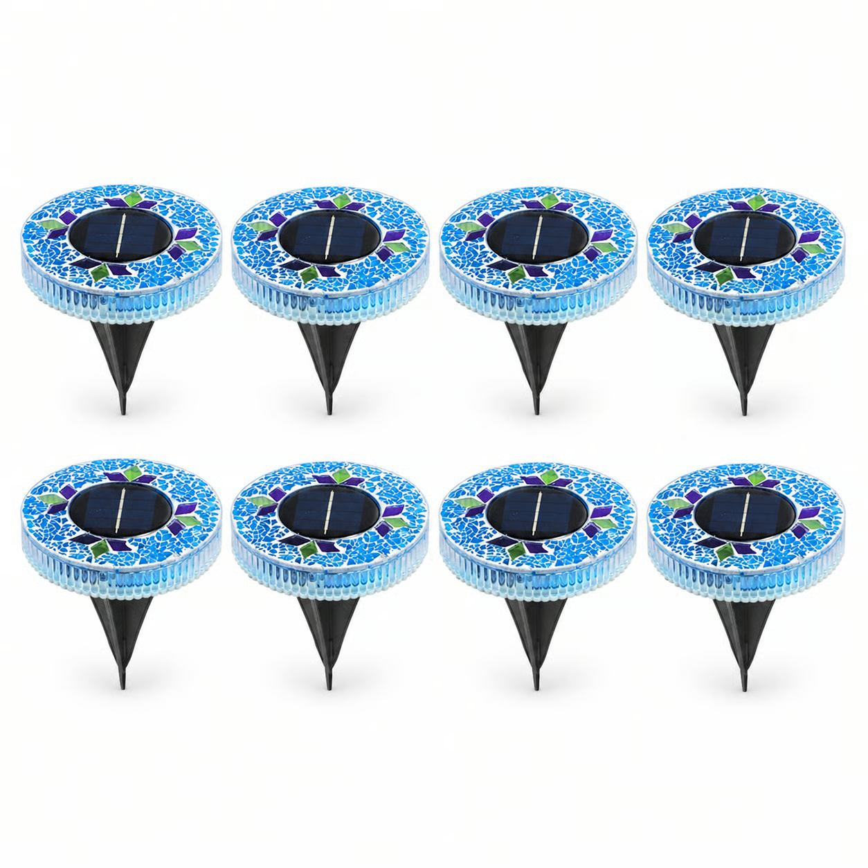 4 Pack Solar Outdoor Mosaic Disk Lights
