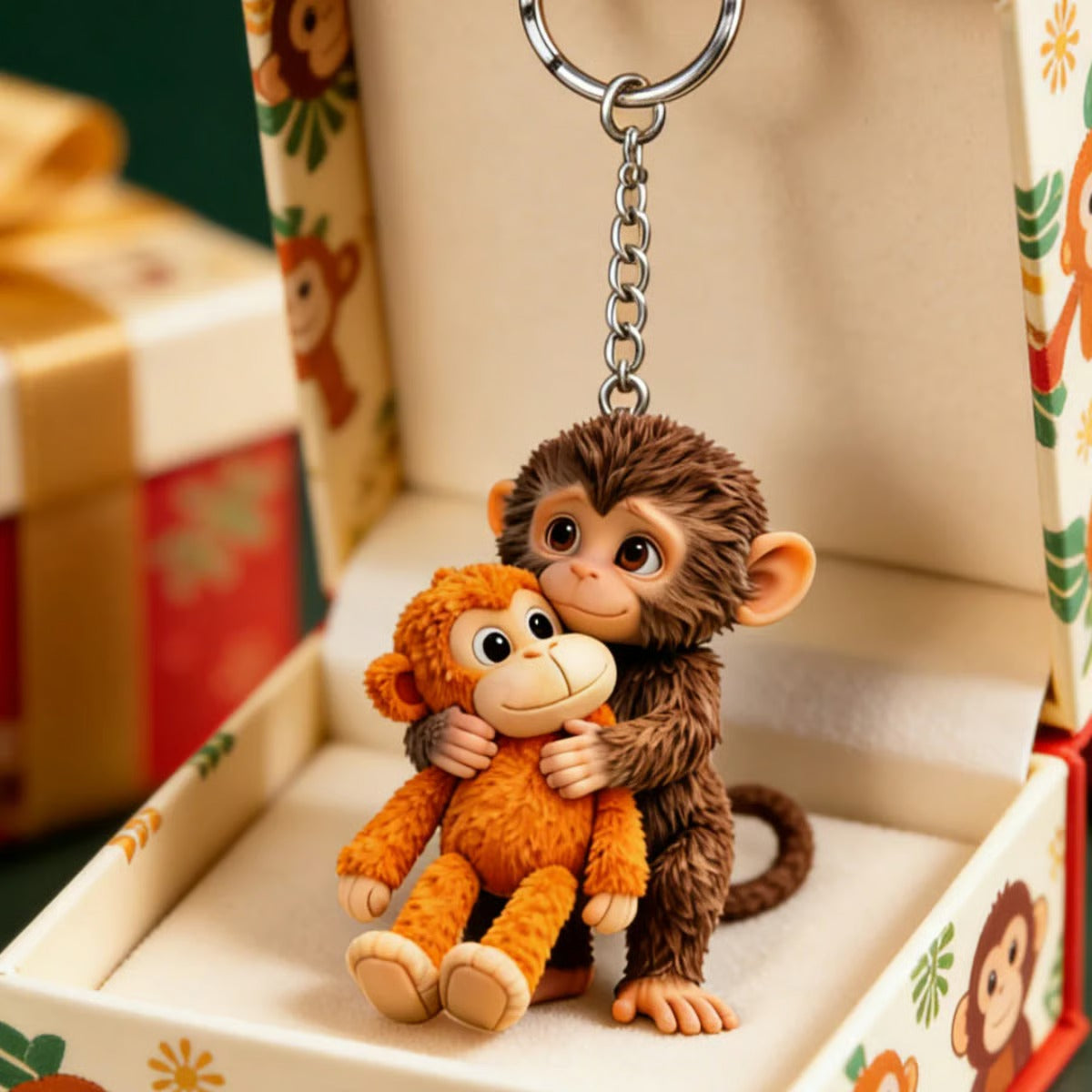 🐵 3D Viral Punch Monkey Keychain 💕🎁Emotional Gift for Animal Lovers, Family, Friends, Loved Ones