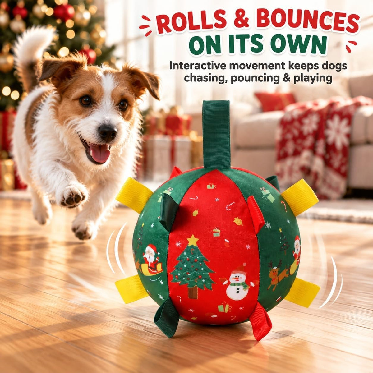 Christmas Dog Ball – Smart Rechargeable Automatic Motion Ball, Perfect Holiday Birthday Gift for Dogs