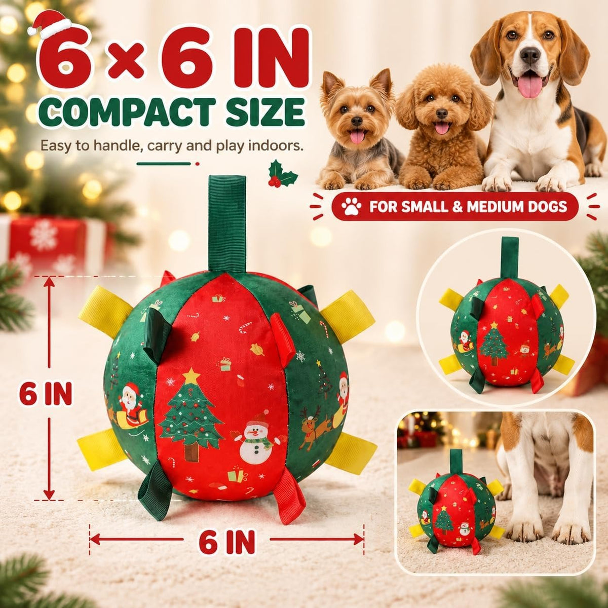 Christmas Dog Ball – Smart Rechargeable Automatic Motion Ball, Perfect Holiday Birthday Gift for Dogs