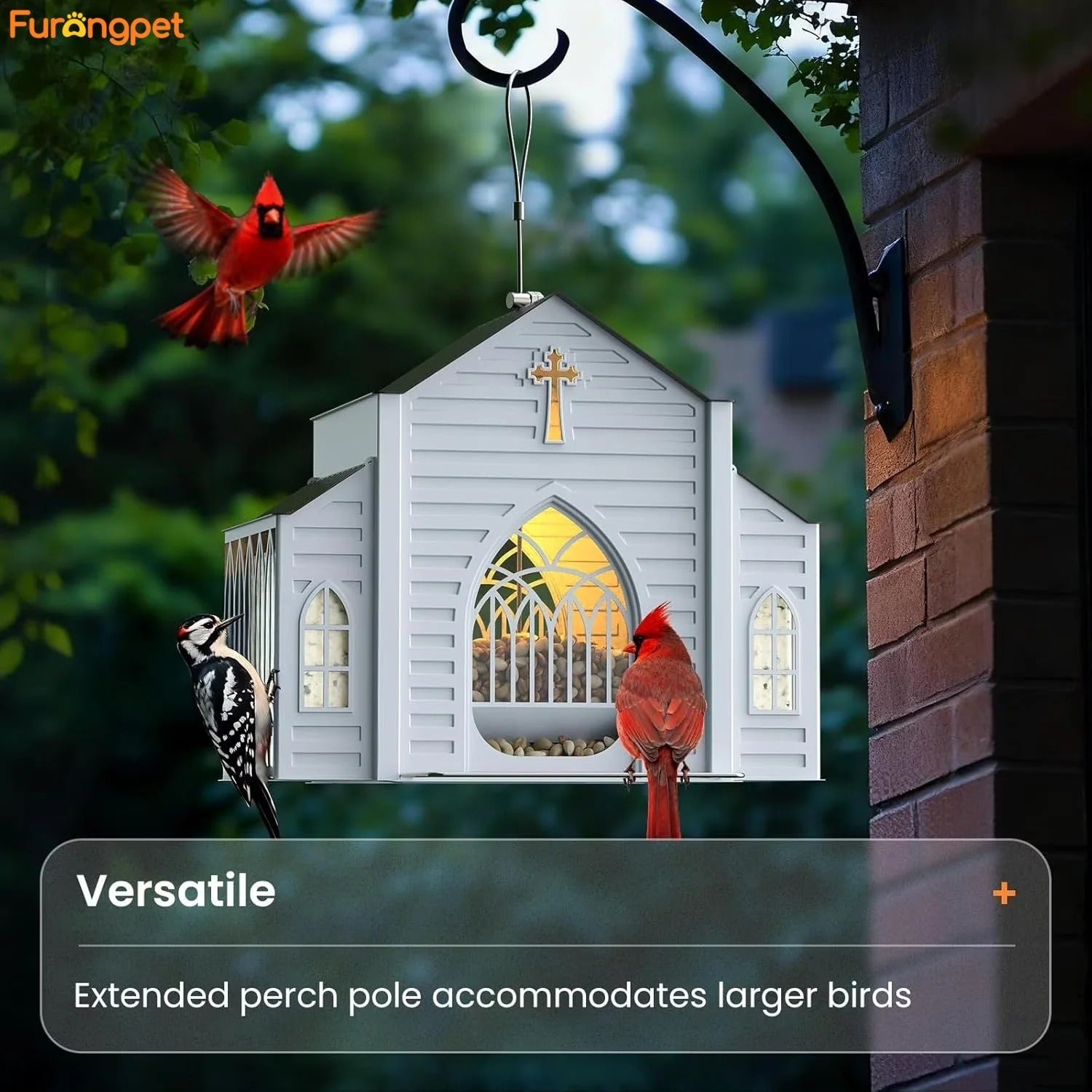 🔥2026 Mother's Day Gifts🎁 Church-Shaped Metal Bird Feeder With Solar Light