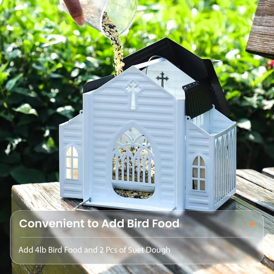 🔥2026 Mother's Day Gifts🎁 Church-Shaped Metal Bird Feeder With Solar Light