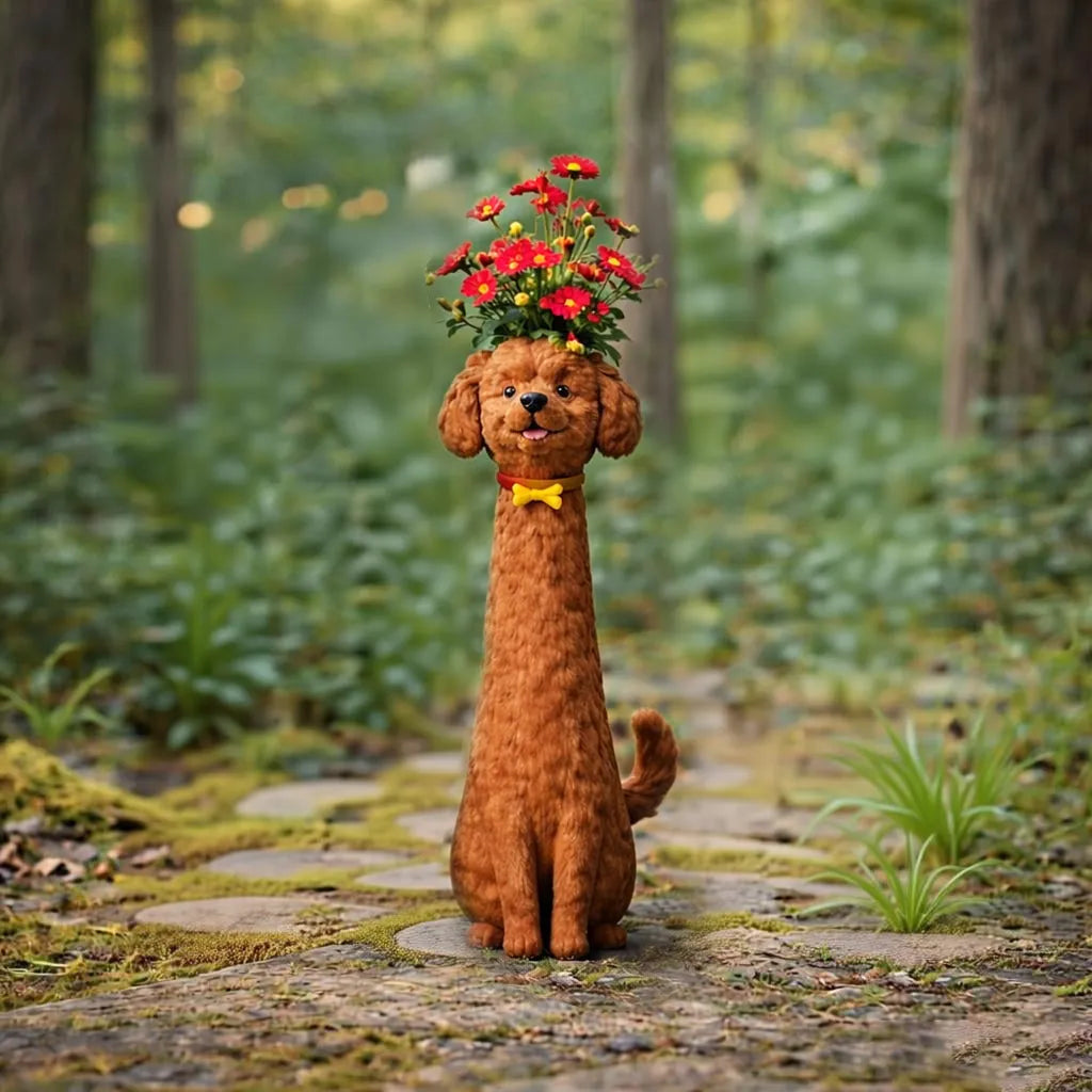 Artisan Dog-Shaped Vase – Handmade Decorative Home Accent