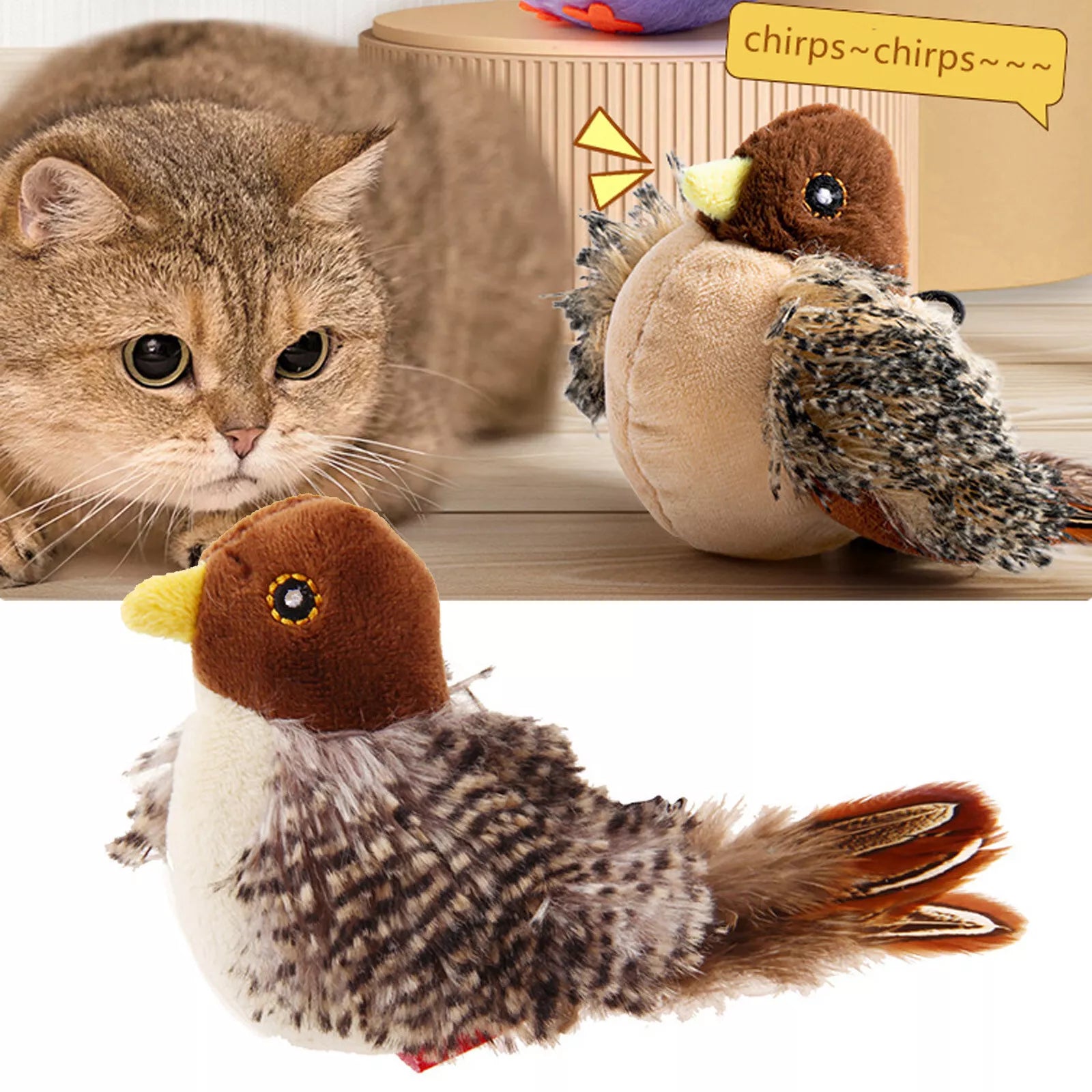 Interactive Flapping Bird Cat Toys with Remote-Controlled