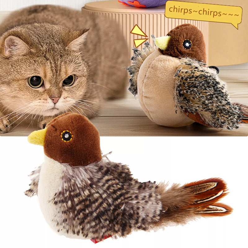 Interactive Flapping Bird Cat Toys with Chirping