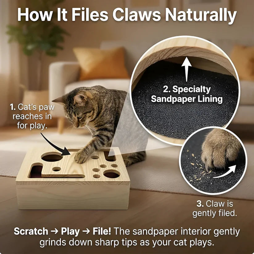 Cat Scratch Puzzle Enrichment Box - Nail Care Kit